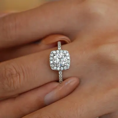 S925 silver PT950 gold-plated moissanite ring, 1 carat - 4
