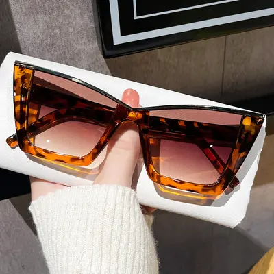 Gold-Accent Cat-Eye Sunglasses, UV400 Protection, Minimalist - 9