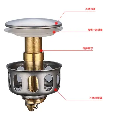 Lavabo gideri açılır kapanır çekirdek lavabo sızıntı tapası su engelleyici kapak lavabo paslanmaz çelik gider aksesuarları
