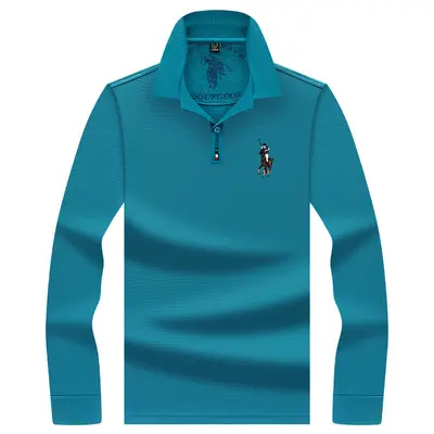 Herren Langarm-Poloshirt aus reiner Baumwolle, bestickt - 12