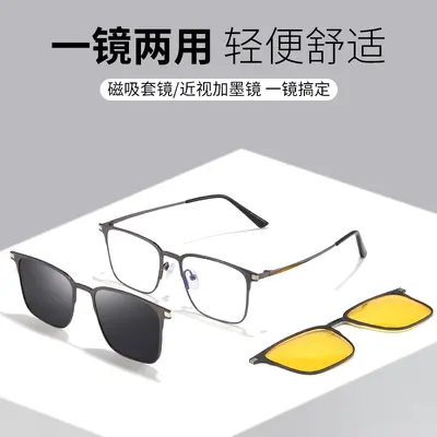 Magnetic Clip-On Polarized Sunglasses, Prescription Myopia Frame 7012 - 1