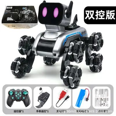 Uzaktan kumandalı sekiz tekerlekli akrobasi robot köpek, sensörlü akıllı oyuncak - 10