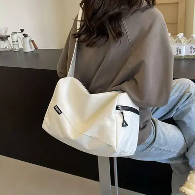 2025 summer new style simple and versatile university student solid color comfortable sports backpack shoulder bag men's lightweight crossbody bag women's - 2