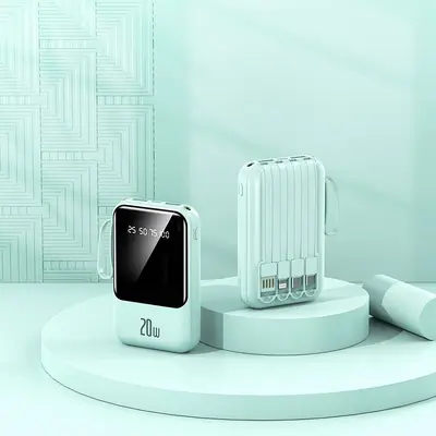High-Capacity Fast Charging 20000mAh Power Bank with Built-in Cable, Compact and Portable Mobile Charger with Custom Logo Printing - 9