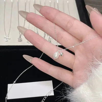 S925 gümüş inci kolye kadın, tasarımcı, minimalist - 7