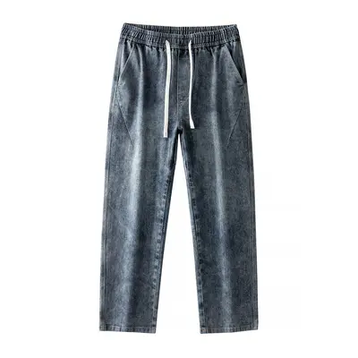 Große Größen Herren-Jeans, locker, Wide-Leg, Vintage-Waschung, elastisch