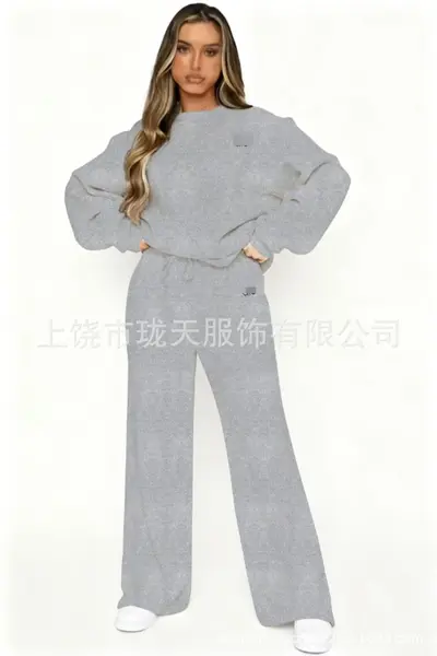 Crew Neck Sweatshirt and Jacket Two-Piece Set for Men and Women - 9