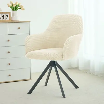 Mısır Tanesi Desenli Tam Kaplı Elastik Sandalye Kılıfı Yüksek Kollu Otel Kanepe Kılıfı Yay Şeklinde Bütün Parça Nordic Minimalist Düz Renk Jakarlı Örtü - 7