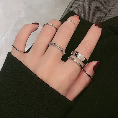 Ring set, 7-piece, pink stacking rings for women - 2