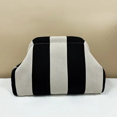 Knitted Striped Cloud-Shaped Women's Cosmetic Bag, Large Capacity - 7