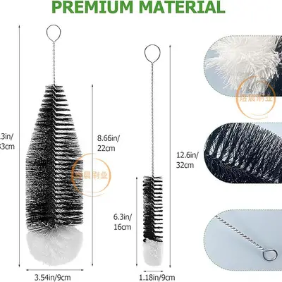 Soda Bottle Brush, Non-Scratch Glass Cleaning Brush with Wooden Handle