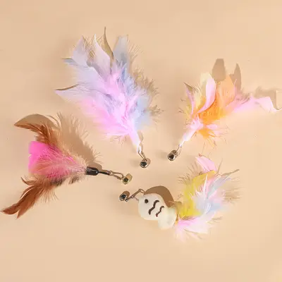 Replacement Head for Cat Teaser Wand with Bell and Feathers