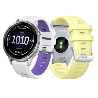 18mm Silicone Watch Band for Garmin Forerunner 265S and Venu 2S/3S, Silver Buckle