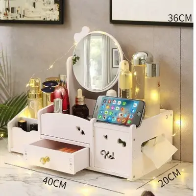 Drawer makeup mirror storage box, extra-large round mirror - 13
