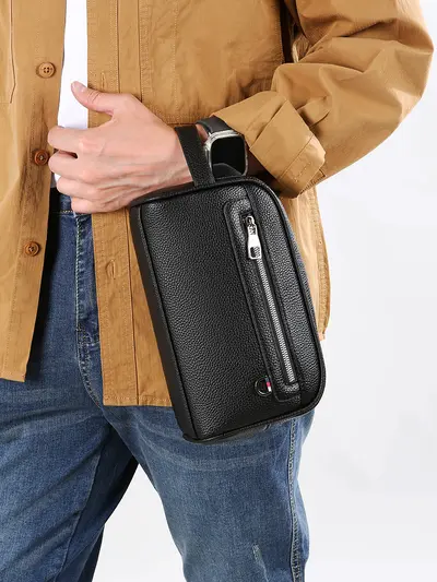 Men's Business Clutch Bag, Large Capacity with Phone Compartment and Wallet - 3
