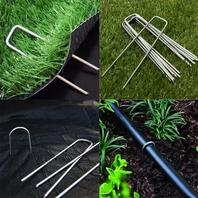 Lawn pegs cross-border U-shaped peg set artificial grass galvanized steel pegs ground cloth mulch pegs pipe three-dimensional mesh fixing pegs