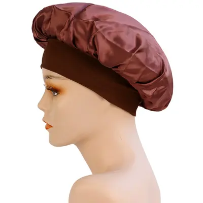 Women's Satin Chemo Sleep Cap, Wide-Brim Stretch Knit Hat - 13