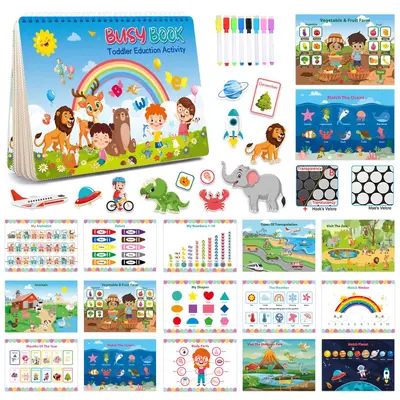 Meşgul kitap (busy book), çocuklar için erken eğitim yapıştırma ve açılır kitap - 11