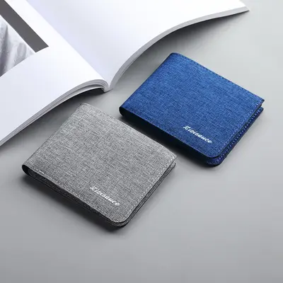 Men's Ultra-Thin Canvas Short Wallet with Driver's License Slot - 1