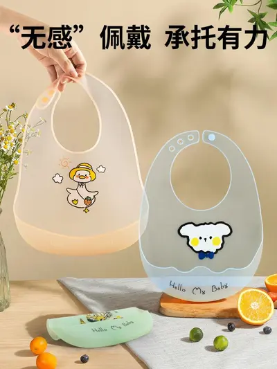Logo Baskılı Bebek Silikon Önlük Yaz Bebek Tamamlayıcı Gıda Yemeği Önlüğü Tükürük Önlüğü Çocuk Hafif Su Geçirmez Önlük