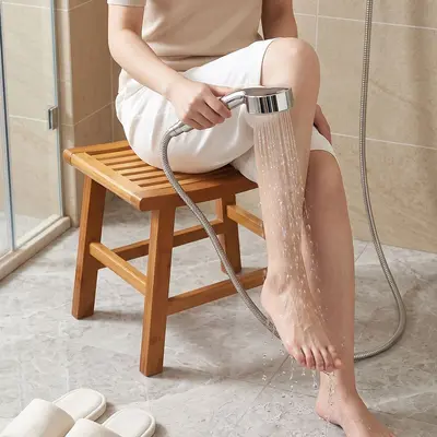 Non-Slip Bathroom Shower Stool with Storage, Low Height