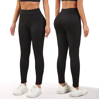 Fleece-Lined Thick Leggings, High Stretch, Plus Size Sports Warm Pants - 2