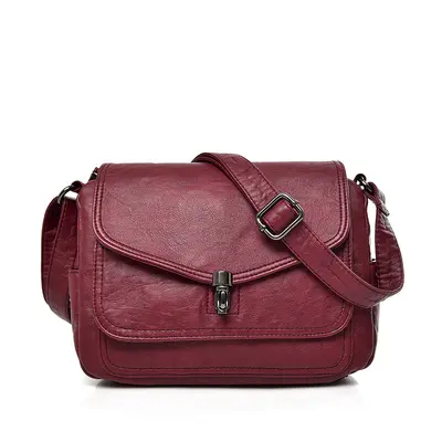 Elegante Retro-Damenumhängetasche aus weichem Leder - 7