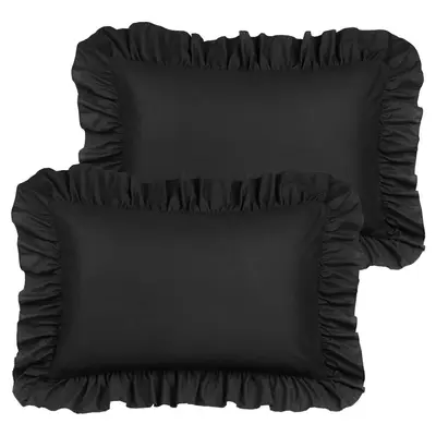 Satin Ruffle Pillowcase, Solid Color, Single and Double Size - 9