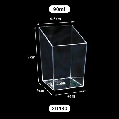 Tek kullanımlık kare plastik tatlı kabı, kapaklı, 60/110/150 ml - 12
