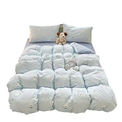 Class A Double-Layer Gauze Cotton Bedding Set, Washable, Four-Piece