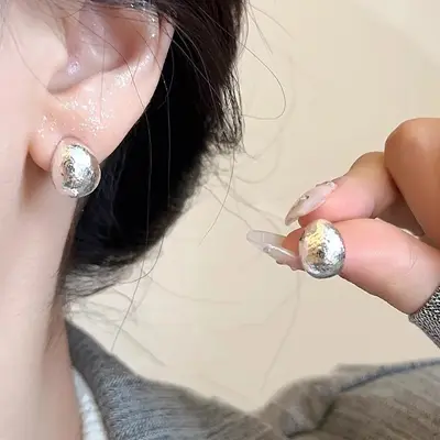 S925 Sterling Silver Stud Earrings Korean Style Mini Heart Design - 3