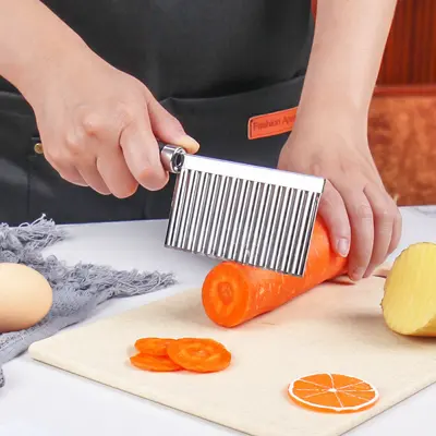 Patates kesme bıçağı, dalgalı desenli, paslanmaz çelik, ev kullanımı - 2