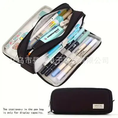 Large-Capacity Oxford Cloth Pencil Case, Double Zip, Korean Style
