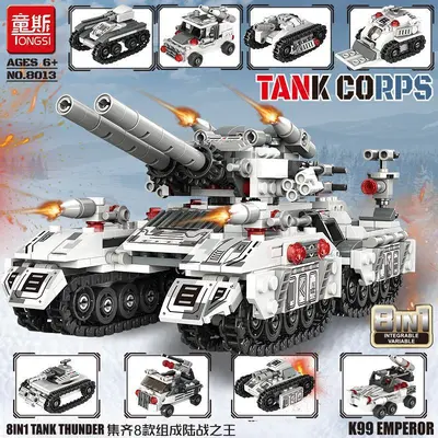 Askeri Uçak Gemisi Yapı Blokları Seti, Tank ve Savaş Uçağı, Çocuk Eğitici Oyuncak - 1