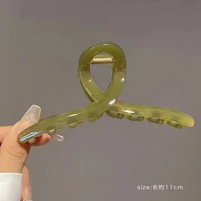 Gelees transparente koreanische Retro-Große einfache Kreuzklipp-Haarspange hinten Haarklammer Hai-Klipp-Haarspange DIY-Basis - 8