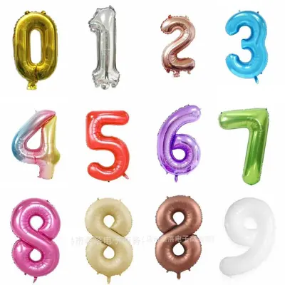 32 Inch Digital Aluminum Foil Balloon for Birthday Party Decoration