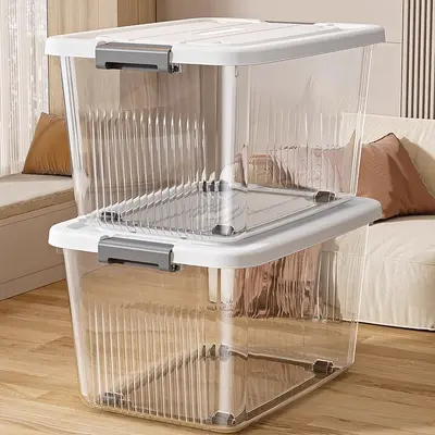 Clear storage box with lid and handles
