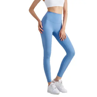 Kadınlar için garip çizgisiz çift taraflı fırçalanmış çıplak yoga pantolonu Avrupa ve Amerikalı yüksek belli şeftali popo kaldırma spor fitness pantolonları kadınlar için
