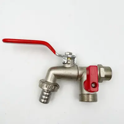 1/2 Zoll Zinklegierung Wasserhahn, Gartenwasserhahn mit 1 Eingang und 2 Ausgängen, Waschma - 7