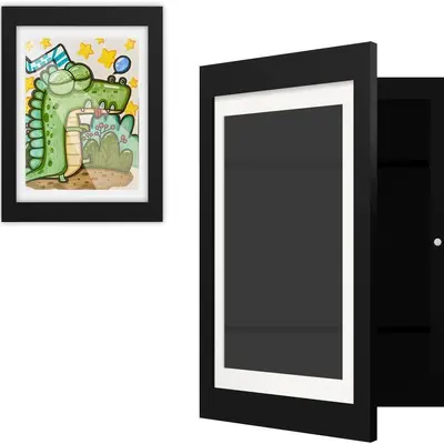 Children's Art Frame with Foam Strips, Wooden Professional Photo Frame
