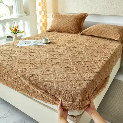 Thickened Fleece Fitted Sheet, Single Piece, Milk Velvet - 8