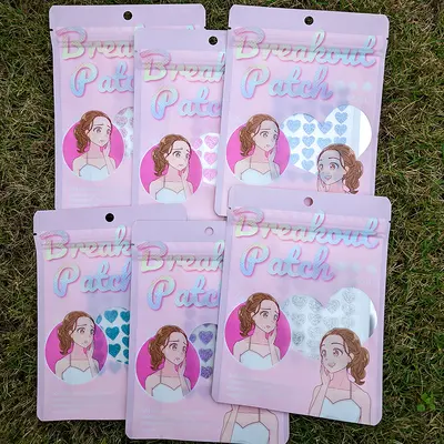 Herzförmige Akne-Patches 36er bunt mit Glitter Hydrokolloid