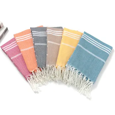 Best-selling cross-border polyester-cotton Turkish beach towel 90*180 with tassels yarn-dyed striped absorbent adult bath towel - 6