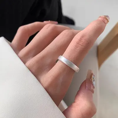 Women's 925 sterling silver asymmetric geometric ring - 4