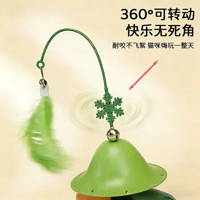 Three-Layer Track Cat Turntable Toy with Feather and Bell Teaser - 5