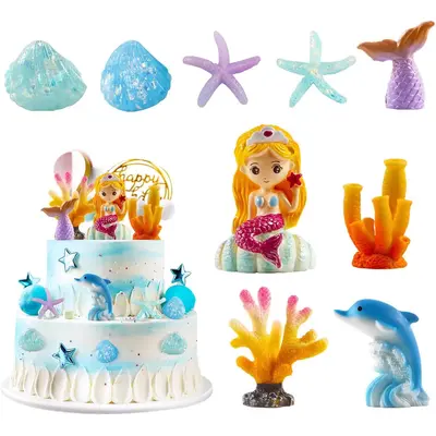 9-teiliges Meerjungfrau-Kuchendekor-Set