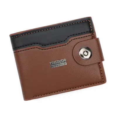 Men's Short Horizontal Leather Wallet with Magnetic Snap and Coin Pocket - 7