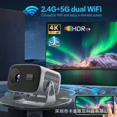 Sınır ötesi yeni elektrikli odak A10 4K yüksek çözünürlüklü WiFi Android akıllı sinema taşınabilir mini PTZ projektör - 3