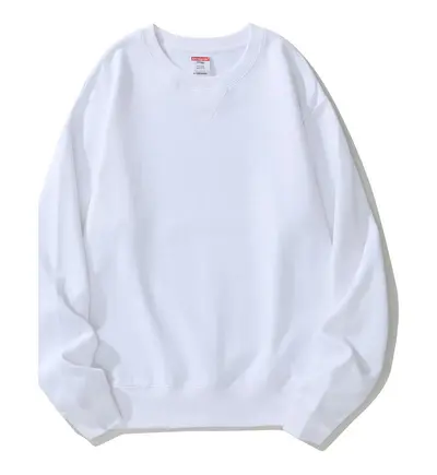AG380g slim fit cotton terry crewneck sweatshirt with special Morandi color inverted triangle pattern, off-shoulder thickened long sleeves - 7