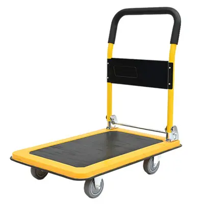 Foldable Steel Platform Hand Truck with Wheels for Supermarket Storage